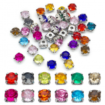 Dżety do Przyszycia w Koszyczku, Akryl i Mosiądz, Mix Kolorów, 5x4mm, 45szt (14WB6287)