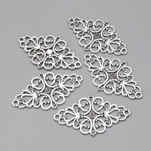 Zawieszka Łącznik Filigranowy do Rękodzieła i Biżuterii, Antyczne Srebro, 42x25x1mm, 5szt (13WB10657)