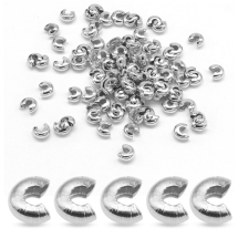 Намистини Кришки Кримпів Залізні, Оболонки для Затискних Намистин Стопперів, Платина, 3мм, Отвір 1.2~1.5мм, близько 85шт/5г, (13WB17028)