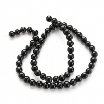 Koraliki Kamień Naturalny Czarny Obsydian, Kulki, 6mm, 58szt/38cm/sznur (13WB29796)