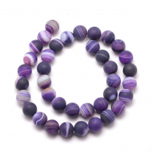 Намистини Натуральний Смугастий Агат, Круглі, Клас А, Морозний Стиль, Термопофарбовані, Колір: Індиго: Діаметр: 10мм, Отвір 1мм, близько 35шт/35см/нитка, (13WB29803)