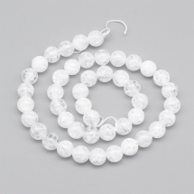 Намистини Кварц Кракле Натуральний, Круглі, на нитках, Колір: Білий, 8мм, Отвір 1мм, близько 45шт/36см/нитка (13WB29804)