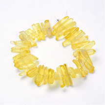 Намистини Натуральний Гірський Кришталь, Пофарбований, Кристал, На нитках, Колір: Світлий Хакі, Розмір: 15-30x4-8x4-7 мм, Отвір 1 мм, близько 18см/нитка (13WB29805)