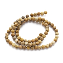 Koraliki Kamień Naturalny Jaspis Krajobrazowy Matowe Kulki, 4mm, 80szt/37cm/sznur (13WB29824)