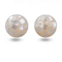 Koraliki Naturalna Masa Perłowa, Okrągłe, Kolor: Biały, Średnica 10mm, Otwór 1mm, 2szt (13WB29894)
