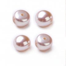 Koraliki Naturalne Perły Słodkowodne, Okrągłe, Różowe, 6.8-7x5.5-6mm, Półotwor, 1mm, 2pary (13WB29900)