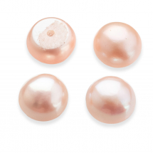 Koraliki Naturalne Perły Słodkowodne, Okrągłe, Różowy, 7-8x6.5-7mm, Półotwor 1mm, 2pary (13WB29902)