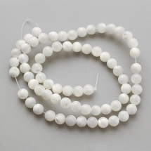 Намистини Морські Мушлі, На нитках, Круглий, 6мм, Отвір 1мм, близько 63шт/36.5см/нитка, (13WB29903)