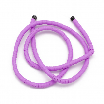 Koraliki Eko Glina Polimerowa, Handmade, Heishi, Dysk, Śliwkowy, 3x1mm, Otwór 1mm, około 375szt/40cm/nić (13WB29912)