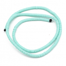 Koraliki Eko Glina Polimerowa, Handmade, Heishi, Dysk, Akwamaryn, 3x1mm, otwór 1mm, około 375szt/40cm/nić (13WB29917)