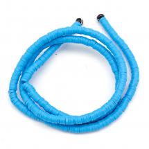 Koraliki Eko Glina Polimerowa, Handmade, Heishi, Dysk, Niebieskie, 3x1mm, Otwór 1mm, około 375szt/40cm/nić (13WB29927)