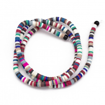 Koraliki Eko Glina Polimerowa, Handmade, Heishi, Dysk, Mix, 3x1mm, Otwór 1mm, około 375szt/40cm/nić (13WB29931)