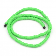 Koraliki Eko Glina Polimerowa, Handmade, Heishi, Dysk, Limonka, 4x1mm, Otwór 1mm, około 375szt/40cm/nić (13WB29936)
