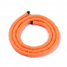 Koraliki Eko Glina Polimerowa, Handmade, Heishi, Dysk, Czerwone Oranżowe, 4x1mm, około 375szt/40cm/nić (13WB29937)