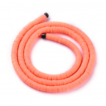 Koraliki Eko Glina Polimerowa, Handmade, Heishi, Dysk, Pomidorowy, 4x1mm, Otwór 1mm, około 375szt/40cm/nić (13WB29940)