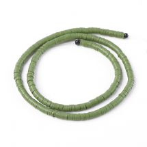 Koraliki Eko Glina Polimerowa, Handmade, Heishi, Dysk, Oliwkowe, 4x1mm, Otwór 1mm, około 375szt/40cm/nić (13WB29949)