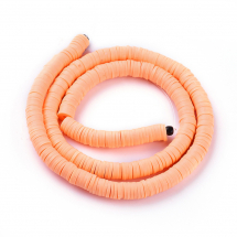 Koraliki Eko Glina Polimerowa, Handmade, Heishi, Dysk, Jasno-Łososiowy, 6x1mm, około 345szt/40cm/nić (13WB29970)