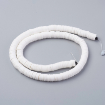 Koraliki Ekologiczna Glina Polimerowa, Handmade, Heishi, Białe, 8x0.5-1mm, około 370szt/43cm/nic (13WB29974)