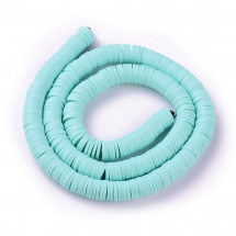 Koraliki Ekologiczna Glina Polimerowa, Handmade, Heishi, Akwamaryn, 8x0.5-1mm, około 370szt/43cm/nic (13WB29977)