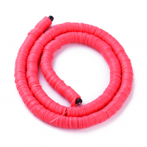 Koraliki Eko Glina Polimerowa, Handmade, Heishi, Dysk, Łososiowy, 6x1mm, Otwór 1mm, około 345szt/40cm/nić (13WB29979)