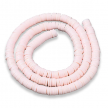 Koraliki Eko Glina Polimerowa, Handmade, Heishi, Dysk, Różowy, 6x1mm, Otwór 1mm, około 345szt/40cm/nić (13WB29980)