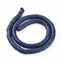 Koraliki Ekologiczna Glina Polimerowa, Heishi, Handmade, Ciemnoniebieskie, 8x0.5-1mm, około 370szt/43cm/nic (13WB29990)