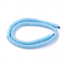 Koraliki Eko Glina Polimerowa, Handmade, Heishi, Dysk, Jasnoniebieskie, 6x1mm, około 345szt/40cm/nić (13WB29991)