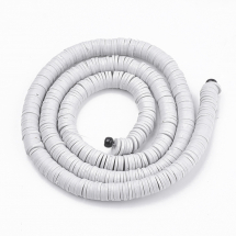 Koraliki Eko Glina Polimerowa, Handmade, Heishi, Dysk, Jasnoszare, 6x1mm, Otwór 1mm, około 345szt/40cm/nić (13WB29998)