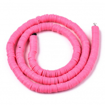 Koraliki Eko Glina Polimerowa, Handmade, Heishi, Dysk, Ciemnoróżowe, 6x1mm, Otwór 1mm, ok. 345szt/40cm/nić (13WB30003)