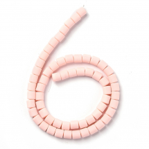Koraliki Glina Polimerowa, Handmade, Kolumna, Różowy, 6.5x6mm, około 58szt/38cm/nić (13WB30032)