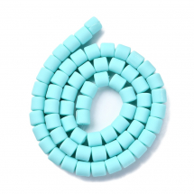 Koraliki Glina Polimerowa, Handmade, Kolumna, Blady Turkus, 6.5x6mm, około 58szt/38cm/nić (13WB30036)