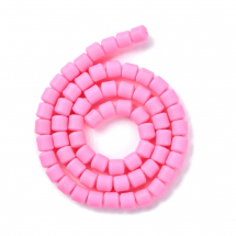 Намистини з Полімерної Глини, Ручна Робота, Колонка, Колір: Яскраво-рожевий, Розмір: 6.5х6мм, Отвір 1.2мм, Близько 58шт/38см/нитка, (13WB30044)