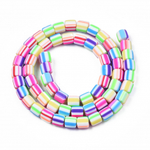 Koraliki Glina Polimerowa, Handmade, Kolumna, Kolorowe, 6.5x6mm, około 58szt/38cm/nić (13WB30047)