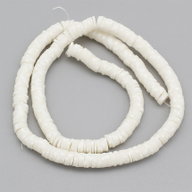 Koraliki Glina Polimerowa, Heishi, Handmade, Płaskie Okrągłe, Kwiatowy Biały, 6x0.5-1mm, 300szt/38cm/sznur (13WB30063)