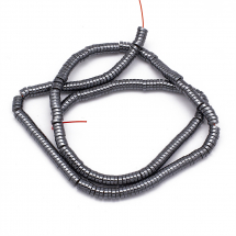 Намистини Синтетичний Гематит, Немагнітний, на нитках, Круглі Плоскі, Клас А, 4х1мм, Отвір 1мм, близько 385шт/38см/нитка, (13WB30077)