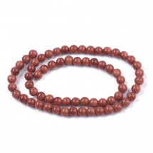 Намистини Синтетичний Голдстоун, Круглі, Колір: Сієна, Діаметр: 6мм, Отвір 1мм, близько 60шт/35см/нитка, (13WB30079)