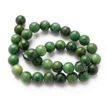 Koraliki Kamień  Naturalny Jadeit Afrykański, Kula, 10mm, 36szt/38cm/sznur (13WB30088)