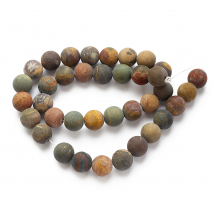 Намистини Натуральна Яшма Пікассо Круглі, 10мм, Отвір 1мм, близько 36шт/36см/нитка, (13WB30094)
