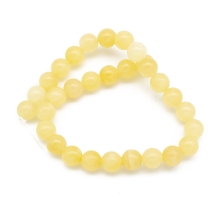 Koraliki Kamień Naturalny Żółty Jadeit, Kulki, 6mm, 30szt/19cm/sznur (13WB30096)