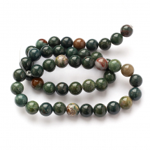 Koraliki Naturalny Indyjski Kamień Krwawy - Heliotrop, Okrągły, Niebarwiony, 8mm, około 45szt/36.5cm/nić (13WB30119)