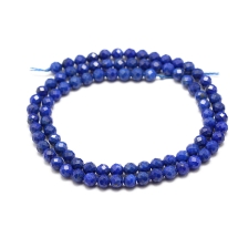 Намистини Натуральний Лазурит, на нитках, Грановані, Круглі, Клас А, 4мм, Отвір 0.5мм, близько 90шт/37см/нитка, (13WB30122)
