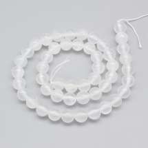 Намистини Натуральний Білий Нефрит, на нитках, Круглі, 6мм, Отвір 1мм, близько 55шт/36см/нитка, (13WB30128)