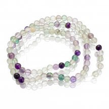 Koraliki Naturalny Fluoryt, Okrągłe, Kolorowe, 4mm, Otwór 1mm, około 89szt/38cm/nić (13WB30132)