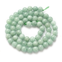 Намистини Натуральний М'янманський Нефрит, на нитках, Круглі, 6мм, Отв 1мм, близько 59шт/37.5см/нитка, (13WB30134)