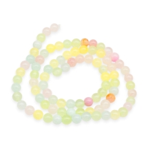 Намистини Натуральний Зелений Нефрит, Пофарбований, на нитках, Круглі, Мікс, 4мм, Отвір 0.6мм, близько 87шт/35см/нитка, (13WB30137)