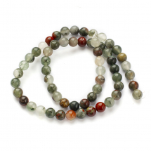 Koraliki Naturalny Afrykański Kamień Krwawy - Heliotrop, Niebarwione, Kulki, 6mm, 55szt/36cm/sznur (13WB30140)