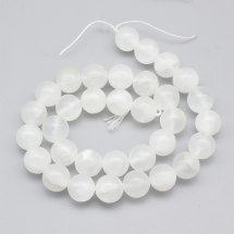 Koraliki Naturalny Selenit, Okrągłe, 12mm, około 30szt/38cm/nić (13WB30149)