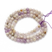 Koraliki Naturalny Ametyst, Okrągłe, 4mm, Otwór: 1mm, około 85szt/37cm/sznur (13WB30156)
