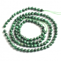 Koraliki Naturalny Malachit Okrągły Fasetowany, 3mm, Otwór 0.6mm, około 120szt/36cm/nić (13WB30162)