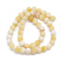 Намистини Натуральний Медовий Нефрит, на нитках, Круглі, 8-8.5мм, Отвір 0.8мм, близько 40шт/36см/нитка, (13WB30167)